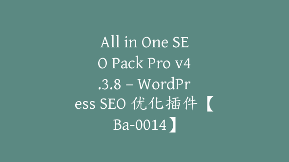 All in One SEO Pack Pro v4.3.8 – WordPress SEO 优化插件【Ba-0014】