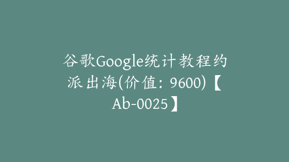 谷歌Google统计教程约派出海(价值：9600)【Ab-0025】