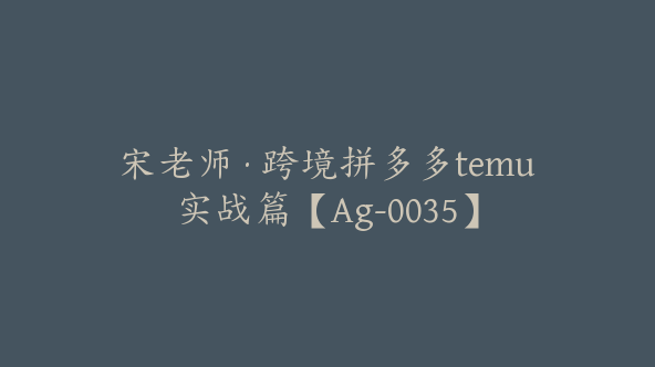 宋老师·跨境拼多多temu实战篇【Ag-0035】