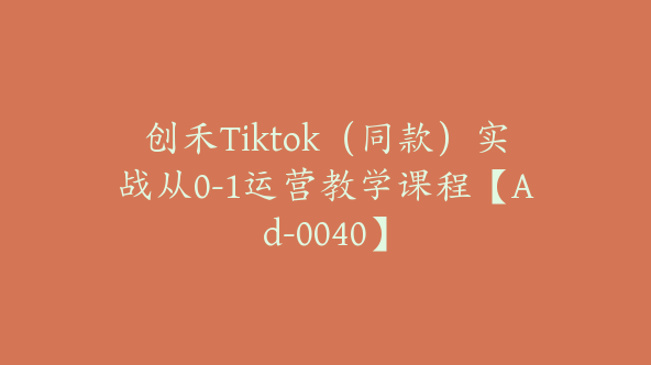 创禾Tiktok（同款）实战从0-1运营教学课程【Ad-0040】