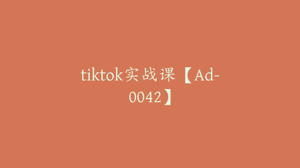 tiktok实战课【Ad-0042】