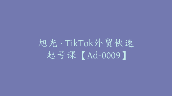 旭光·TikTok外贸快速起号课【Ad-0009】