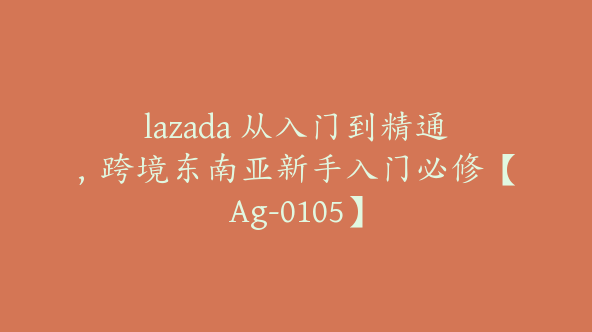 lazada 从入门到精通，跨境东南亚新手入门必修【Ag-0105】