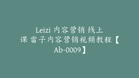 Leizi 内容营销 线上课 雷子内容营销视频教程【Ab-0009】