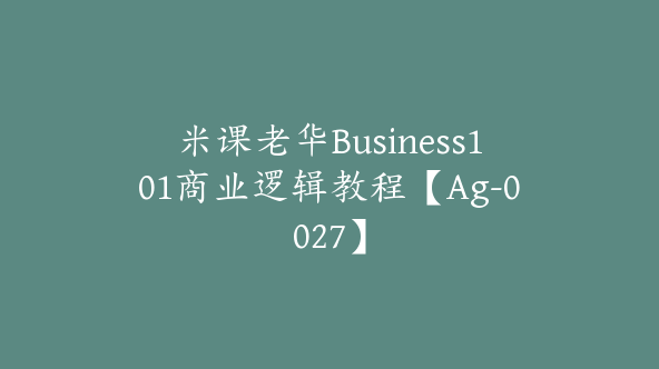 米课老华Business101商业逻辑教程【Ag-0027】