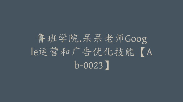 鲁班学院.呆呆老师Google运营和广告优化技能【Ab-0023】