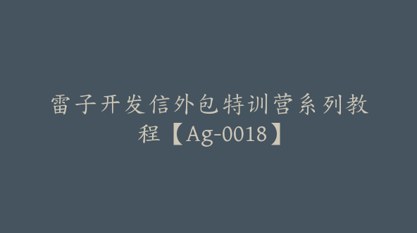 雷子开发信外包特训营系列教程【Ag-0018】